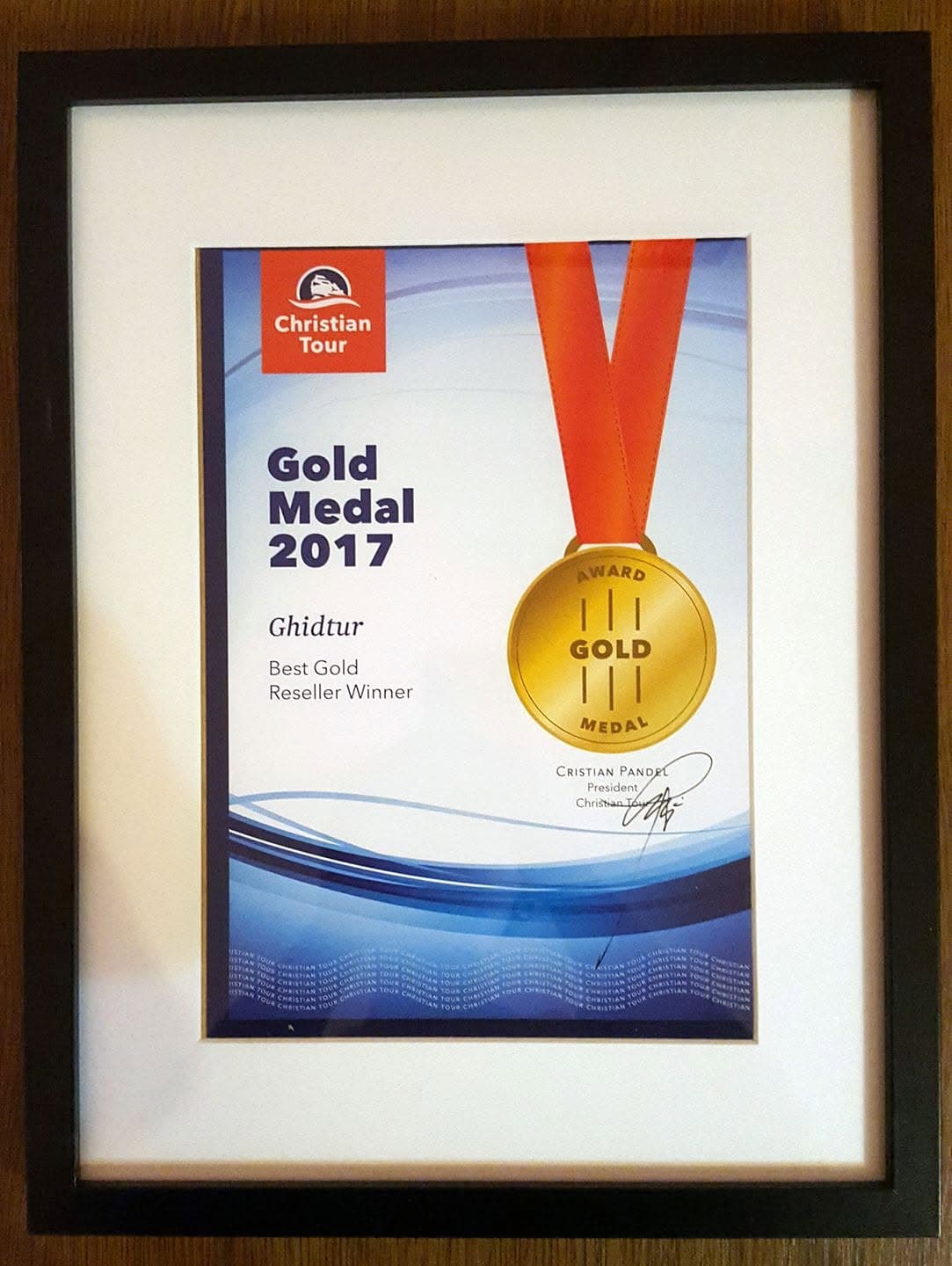 Christian Tour Gold Medal 2017 — Best Gold Reseller Winner, Ghidtur.