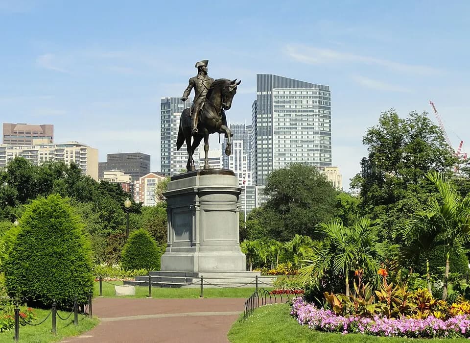 США: Statue of George Washington, Boston Public Garden, Boston, Massachusetts, USA.